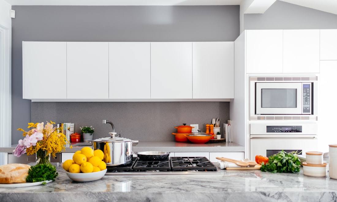 Bright kitchen with a tablet using Speed Boost on home WiFi